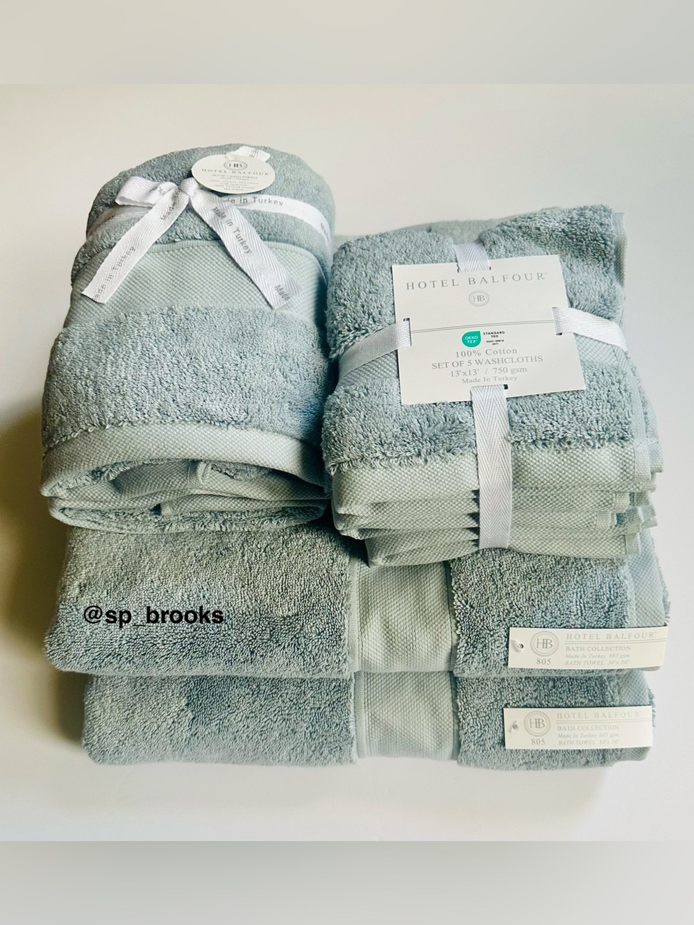 🎁Hotel Balfour Bath Towel Set - Light Blue Chambray - 9 PCS - 750 & 805 gsm